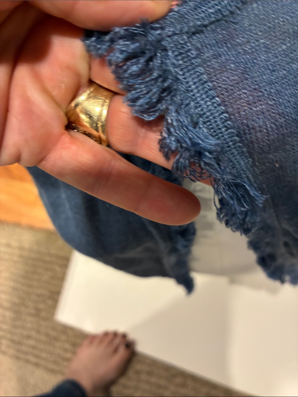 NIC+ZOE Cardigan Frayed-Trim Open Front Cardigan - Blue Linen/ Viscose Blend MED - Picture 6 of 15